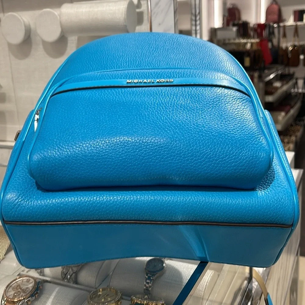 Michael Kors Bex Medium Pebbled Leather Backpack COLOR SANTORINI BLUE NWT
